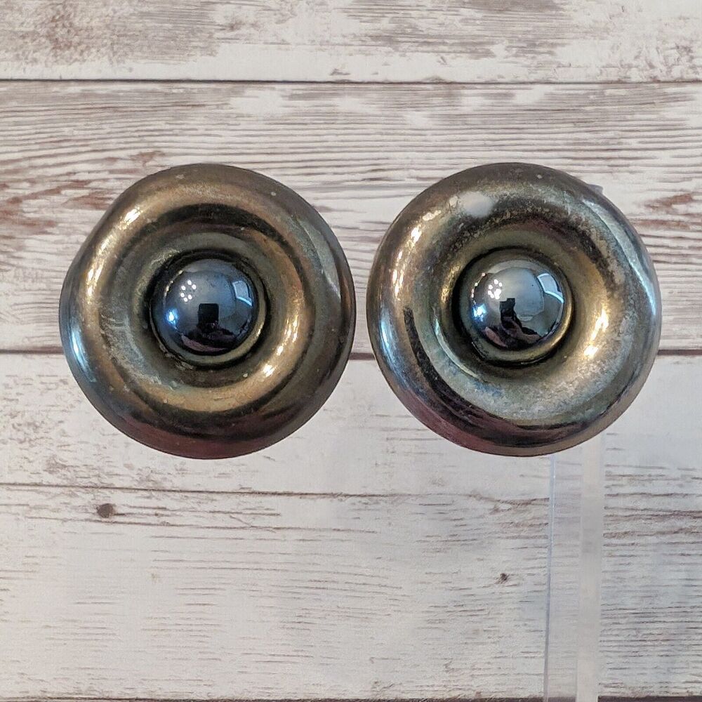 Vintage Clip On Earrings - 1 & 3/8" - Damage & Discoloration